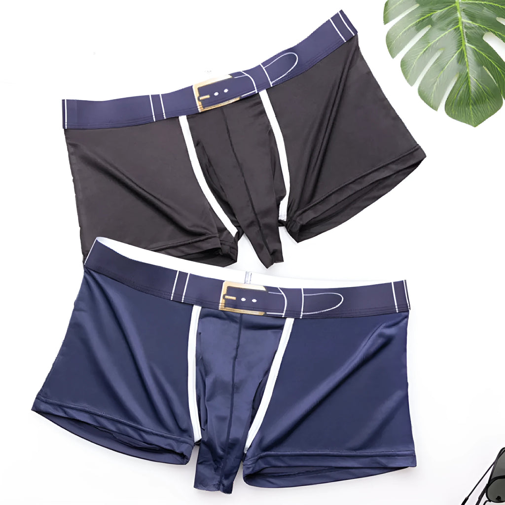 Men's ice silk boxer shorts in a solid colour on a mid waist mannequin