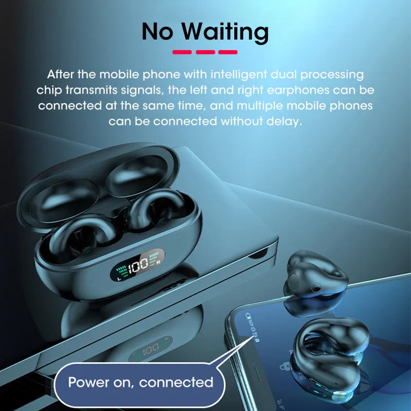 Bone conduction Bluetooth headset clip in ear clip design with bilateral stereo sound