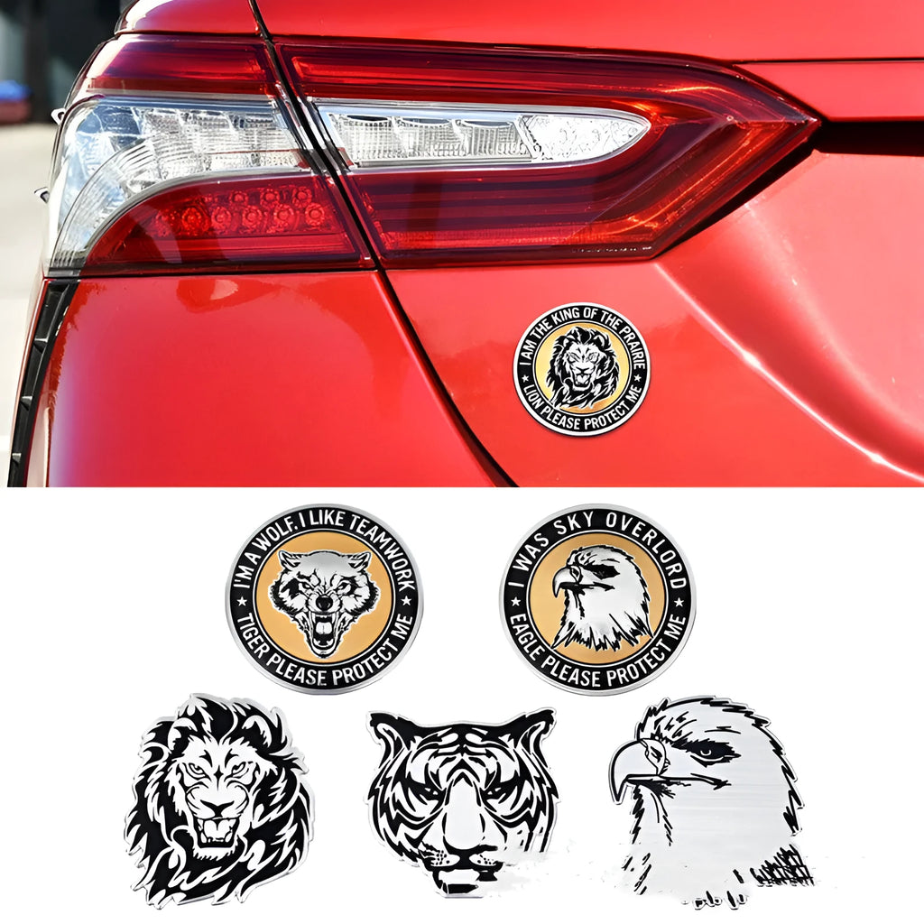 Aluminium car body labelling with animal motif designs for vehicle appearance modification