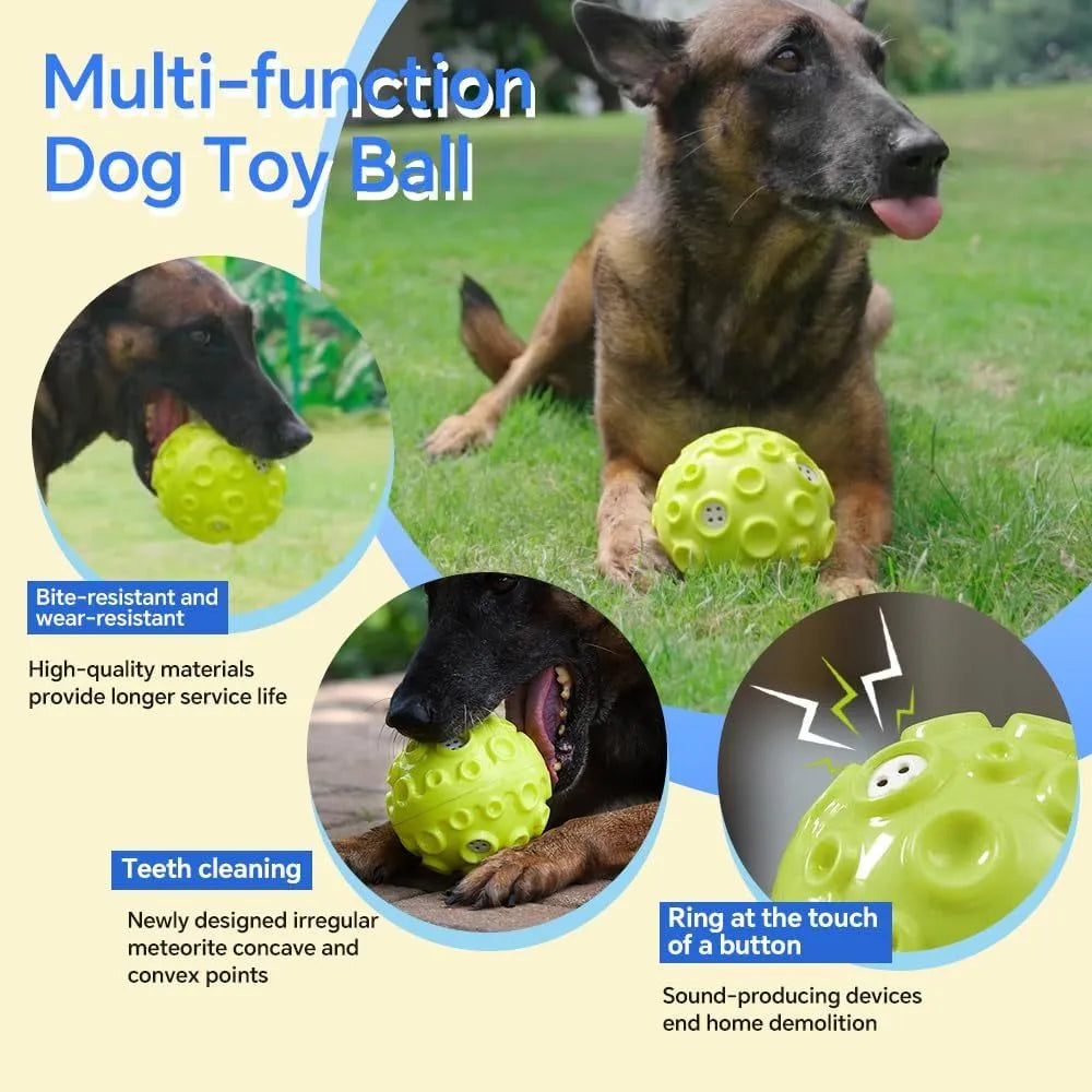 Colourful dog chew ball with textured surface and two-layer rubber construction for aggressive chewers