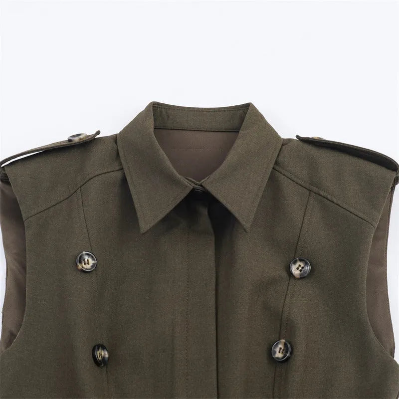 Women's Short Dress with Padded Shoulder Laminated Decoration Asymmetric Pleated Plaid Mid Waist Long Sleeve Nylon European American Style for Commute Temperament Size XS to L