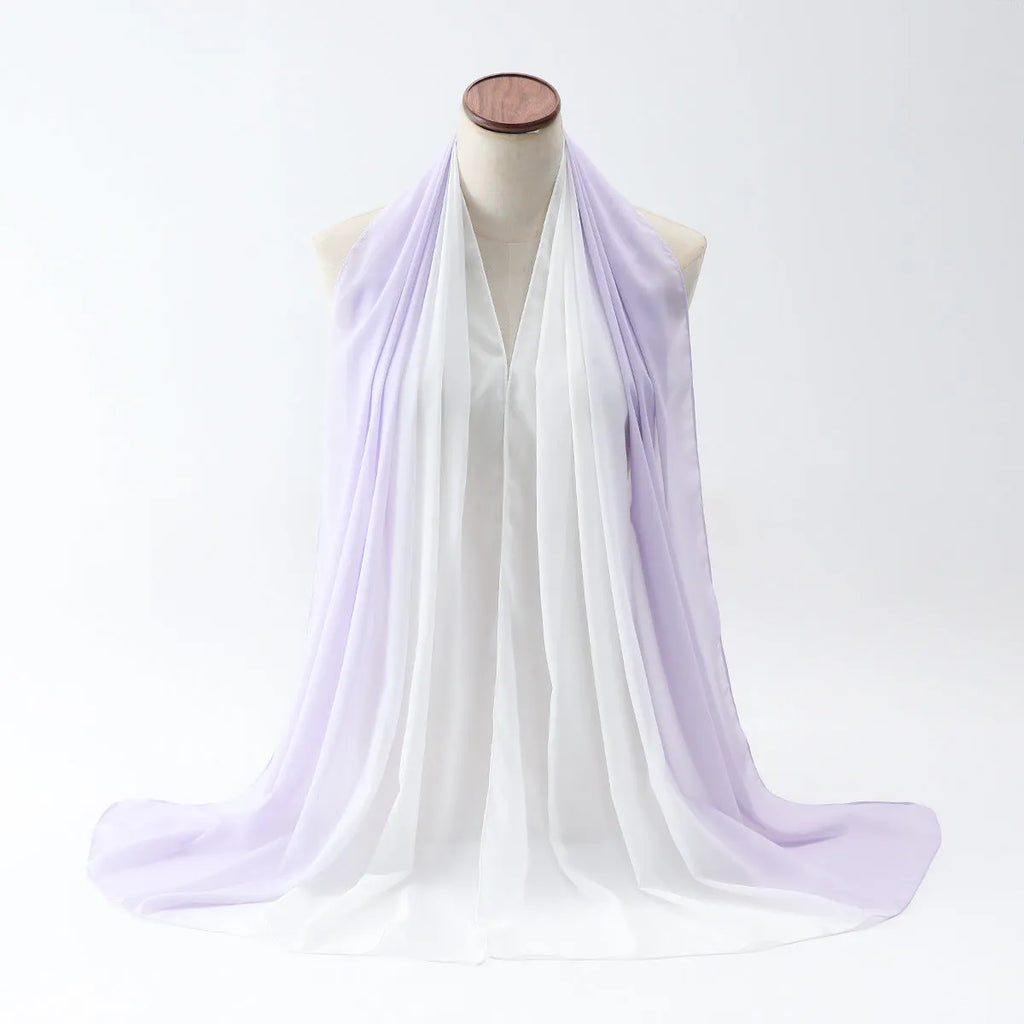 Long chiffon scarf draped showing lightweight fabric and solid colour option