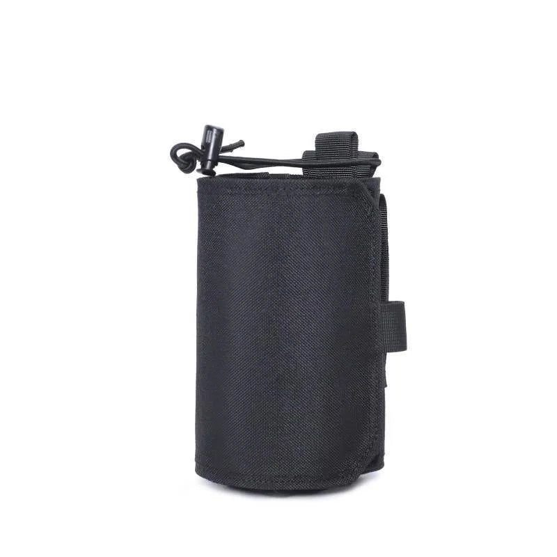 Adjustable outdoor bottle cover in Oxford cloth, shown in black and khaki colour options.