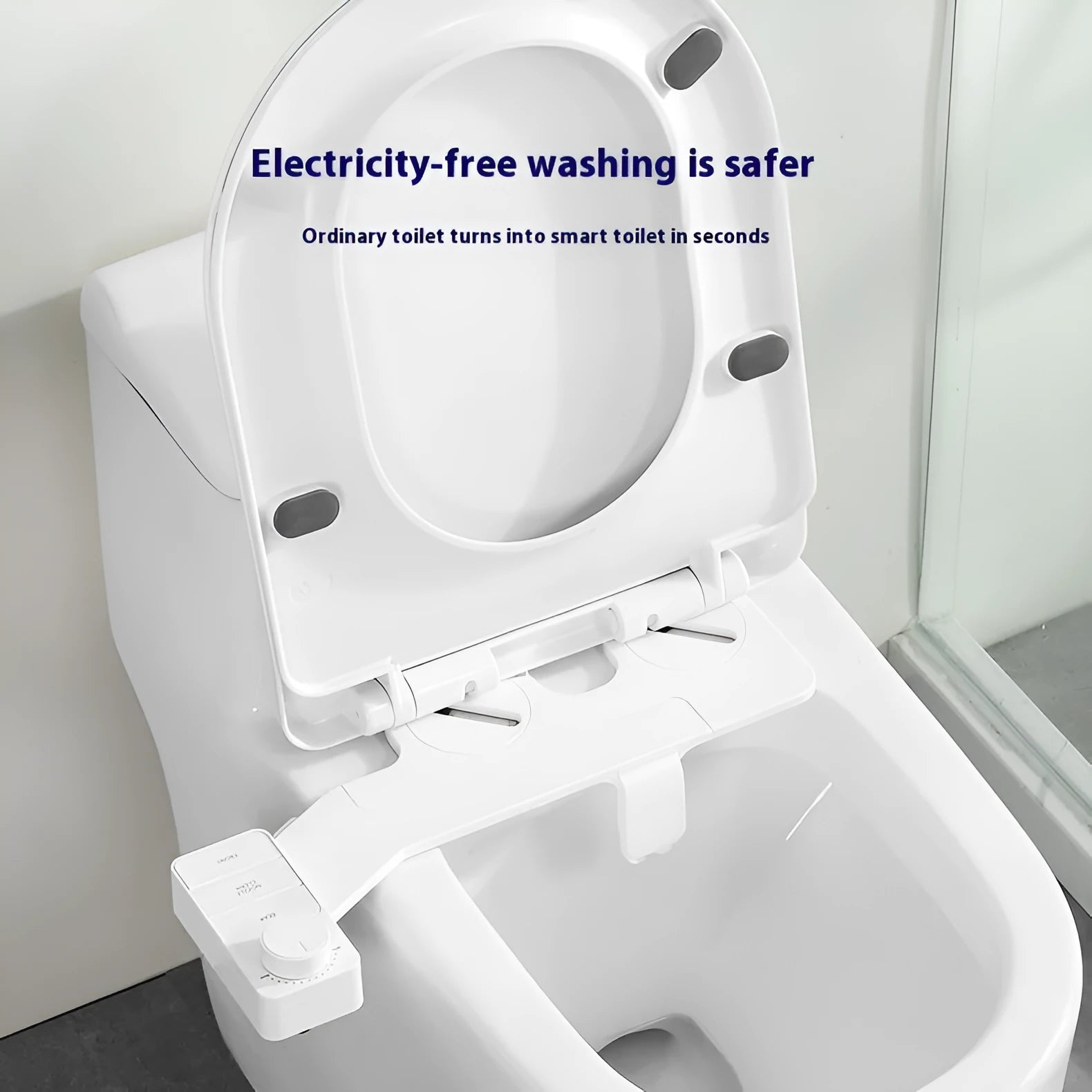 Pure white non-electric bidet wash tool with button control and removable cleaning nozzle