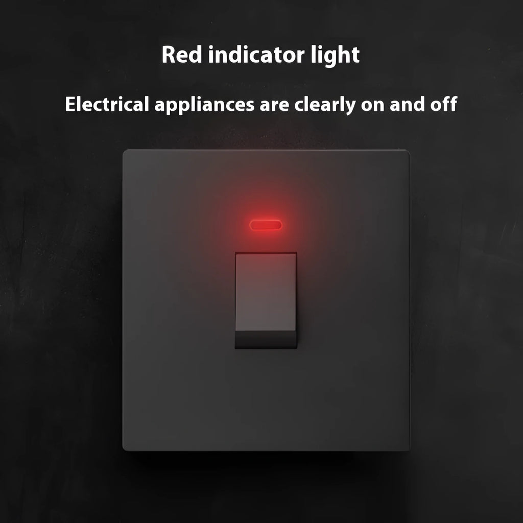 High current double break switch with illuminated panel for water heaters, in gold, grey, or white