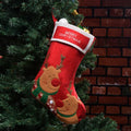 Non-woven fabric Christmas stocking decoration in elk, old man and snowman designs for candy or hanging display.