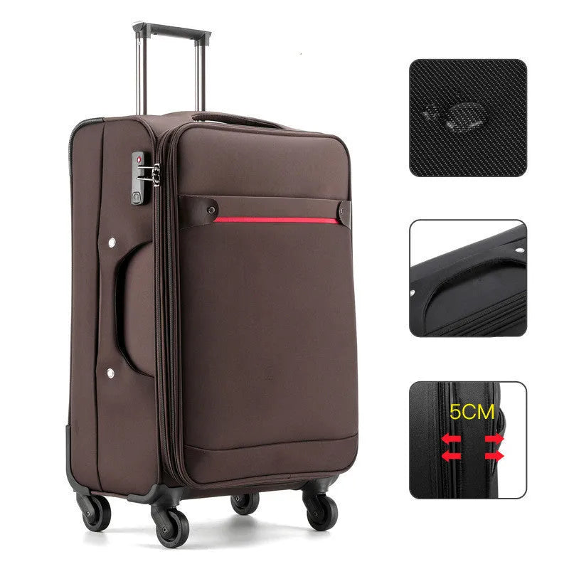 Business luggage in coffee colour with Oxford bra bar texture and anti-theft zipper
