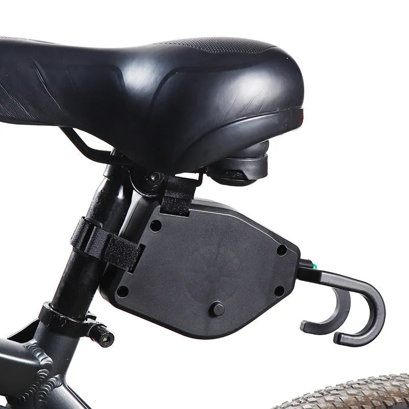 Black plastic resin bicycle trailer rope with universal attachment clips for child bike trailers