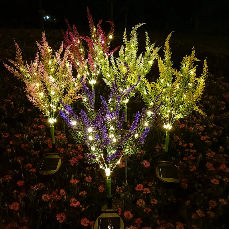 74cm solar garden light flower design with LED illumination in lavender colours