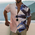Men's floral printed short sleeve shirt in loose cardigan style for summer beach wear