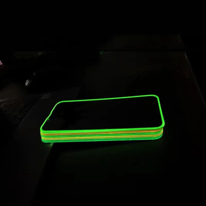 Luminous tempered glass screen protector for iPhone in pink yellow green blue grass green colours