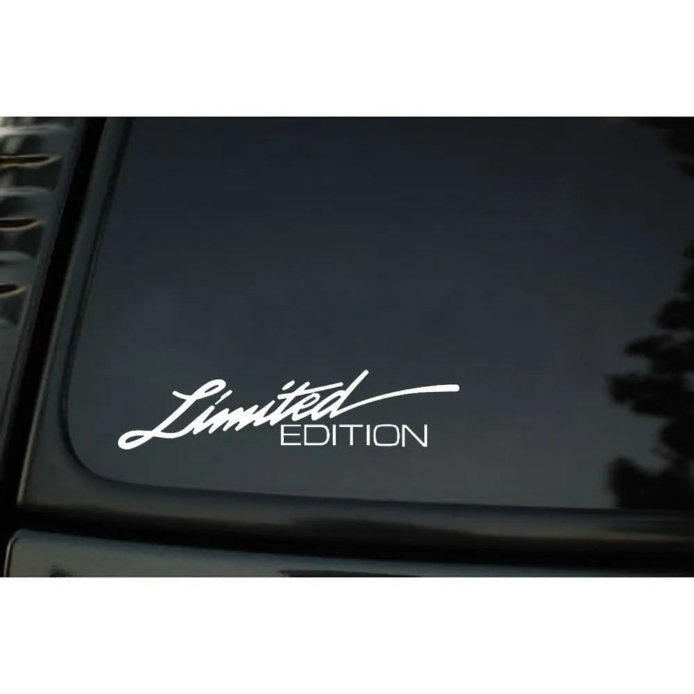 English reflective plastic bumper sticker showing British-style lettering in three colour options