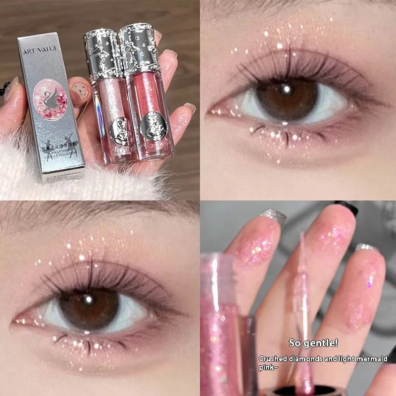 Ballet Liquid Eye Shadow product showing five colour options: Sakura Field, Doll Log, Butterfly Paradise, Nutcracker, and Pillow Fairy Tale