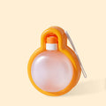 Orange leak-proof dog travel water bottle with integrated pull-out drinking bowl