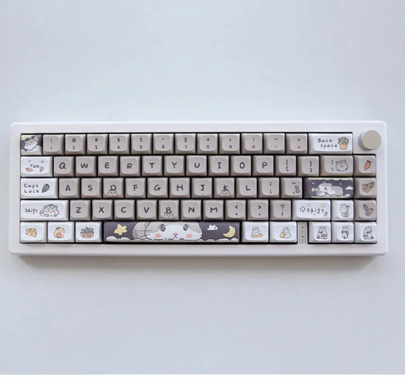 XDA profile mechanical keyboard keycaps in custard yellow and mouse grey colours for 68 75 98 100 keyboard layouts