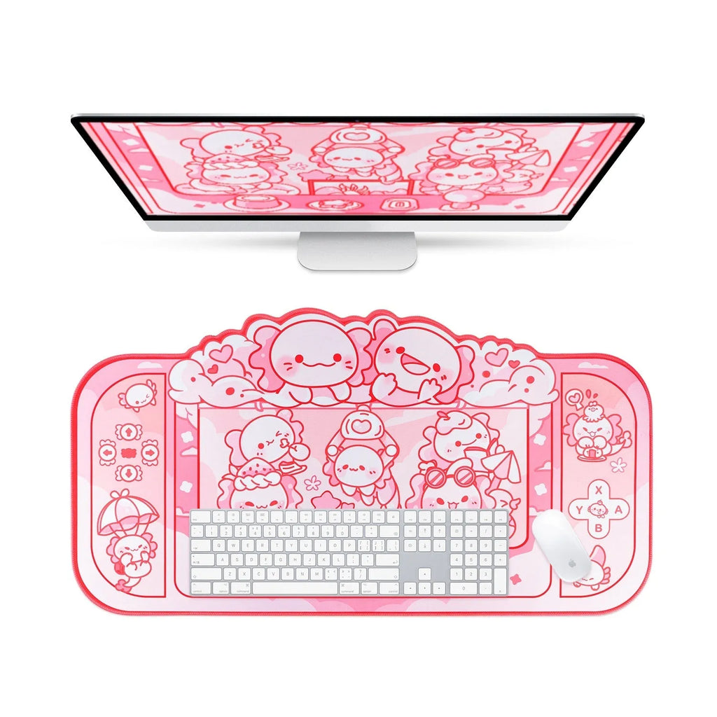 Hexagonal dragon crane machine large mouse pad with wrist support and cartoon anime pattern