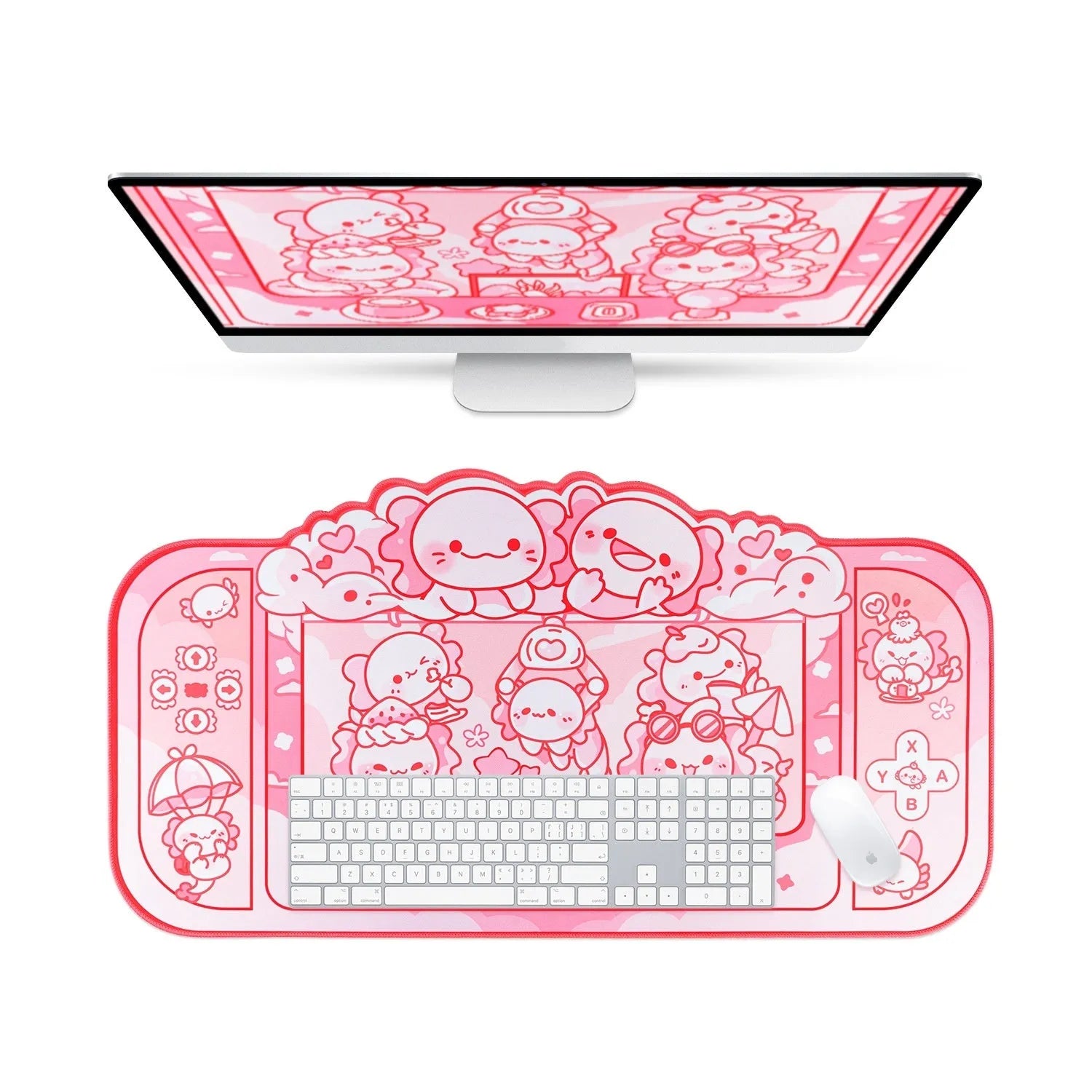 Hexagonal dragon crane machine large mouse pad with wrist support and cartoon anime pattern