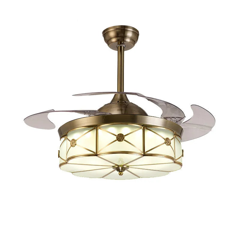 Gold 42 inch ceiling fan light with remote control and invisible PC blades