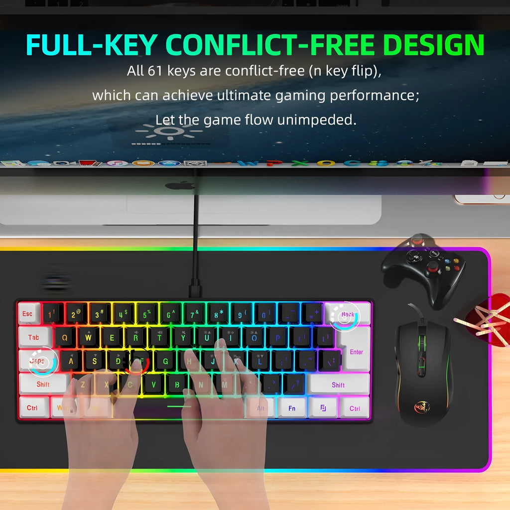 V700WB A869 backlit keyboard and mouse suit in white and black colour with USB cable