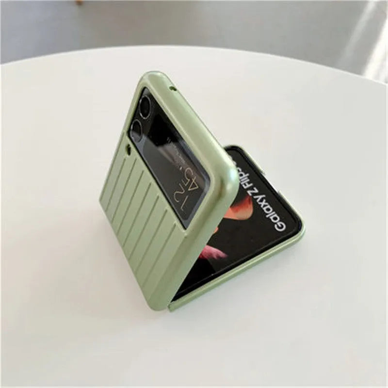 Samsung Z Flip3 ultra-thin flip phone case in PC material showing solid colour options