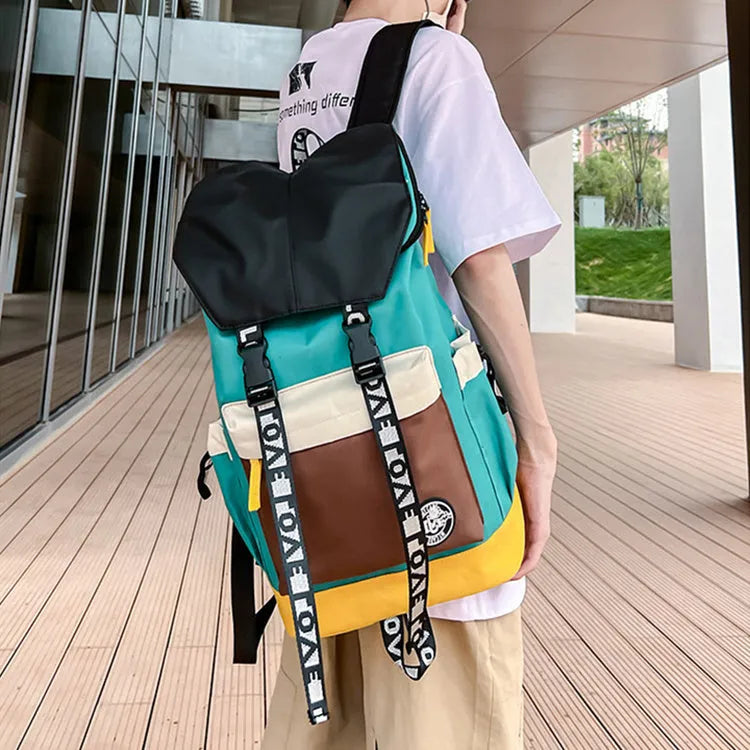 Oxford cloth backpack for junior high school students in black, green, or red with three carrying options