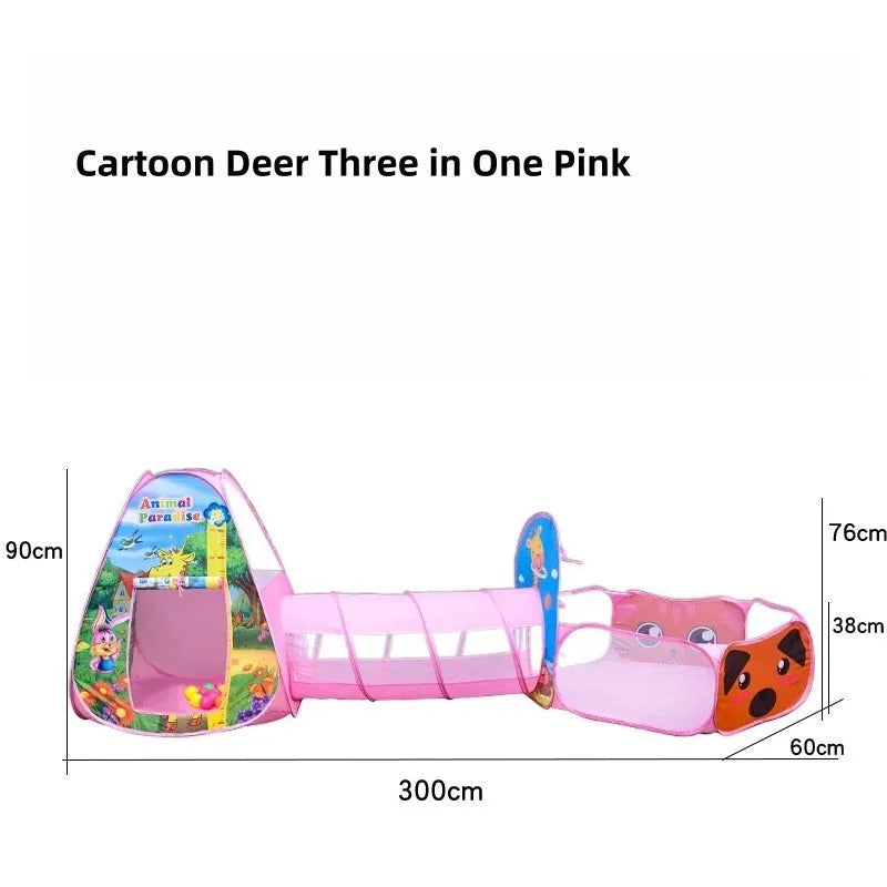 Marine cartoon three-in-one children's tent with ball pool and tunnel for girls aged 4-6 years