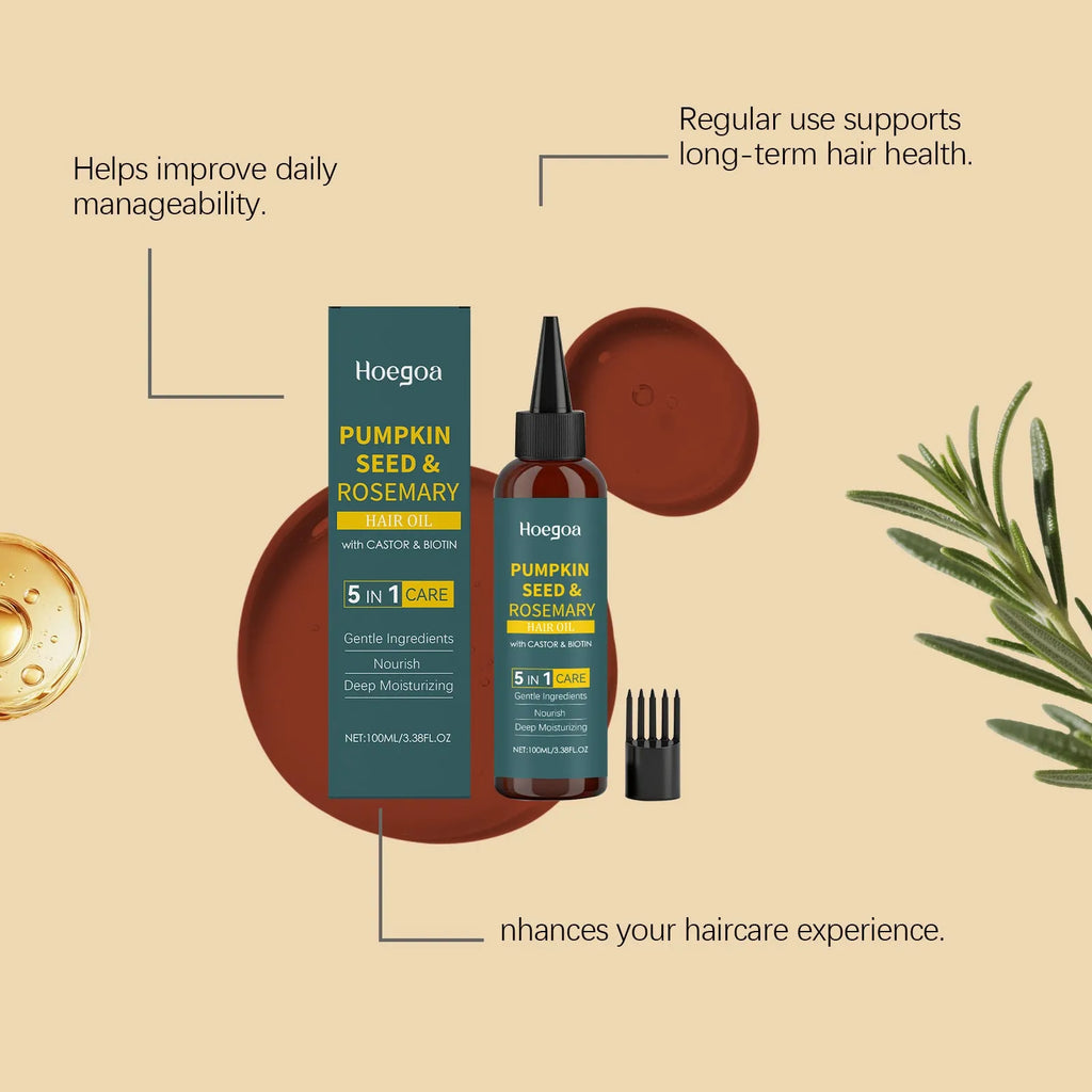 100ml rosemary hair essential oil bottle with pointed nozzle applicator and hair comb