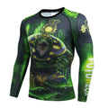 Man wearing a slim-fit ZF016 printing pattern sports suit, consisting of a long-sleeved top and trousers, for running or fitness.