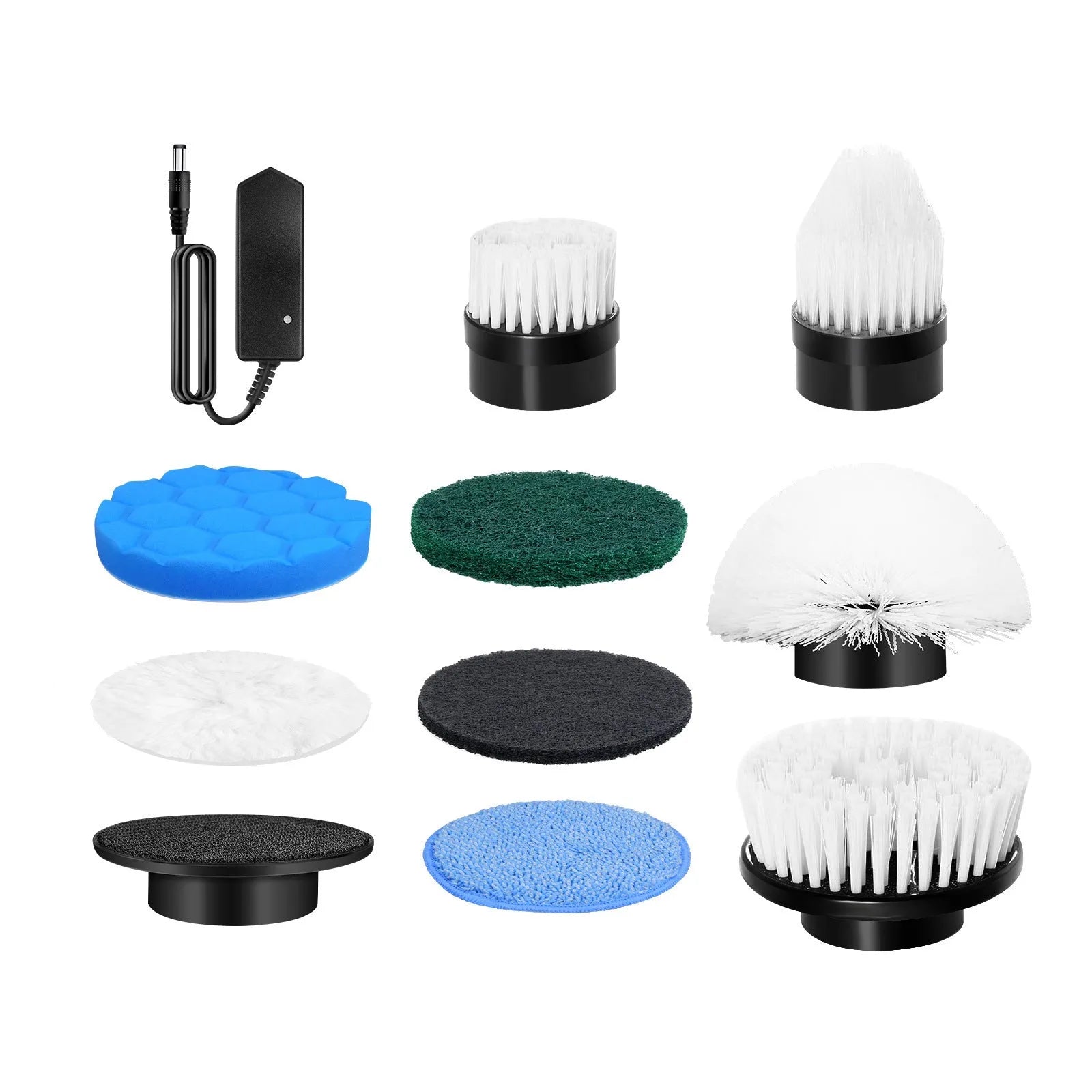 White ABS plastic rechargeable handheld cleaning ball with cleaning brush accessory.