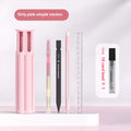 Plastic pressing pen for a six pen pencil box kit in a paper box