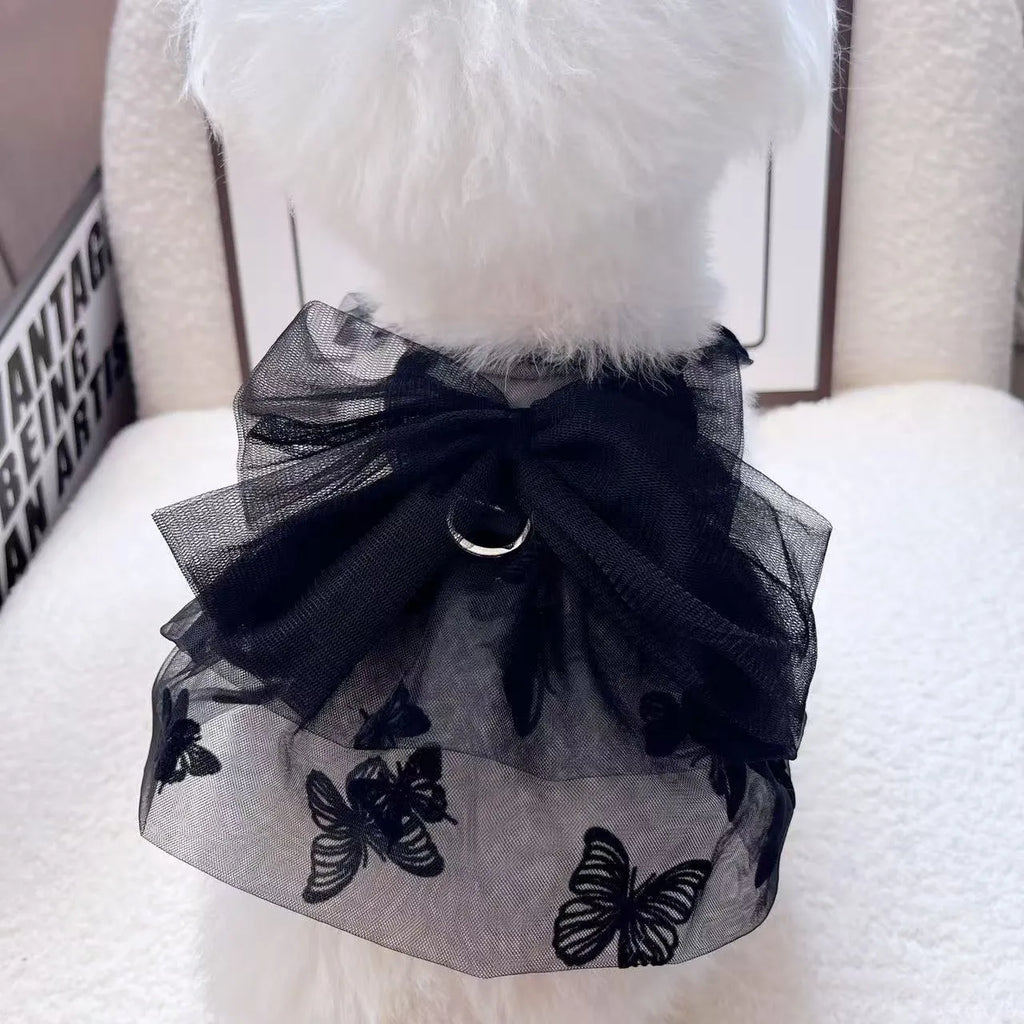 Black gauze princess tulle skirt pet clothing for dog or cat with size chart