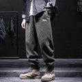 Men's ankle-tied casual sweatpants in black or grey straight-leg style