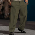 Men's straight-leg suit pants in solid colour with diagonal pockets, cotton-polyester blend, available in multiple colours