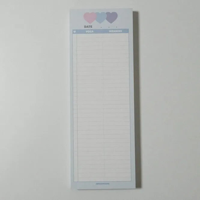 B5 half-size notepad with vertical orientation and coloured cover for English word notes