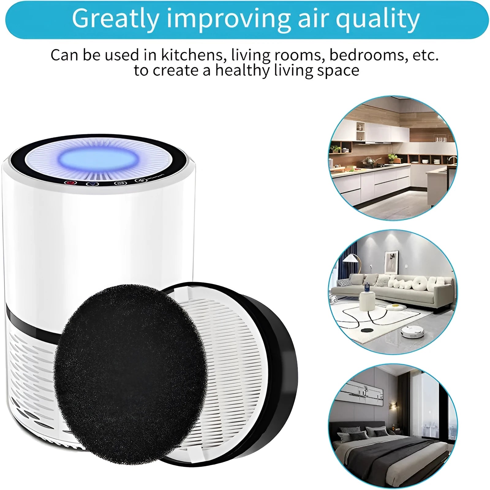 Levoit LV-H132 air purifier filter accessories showing filter screen and cotton