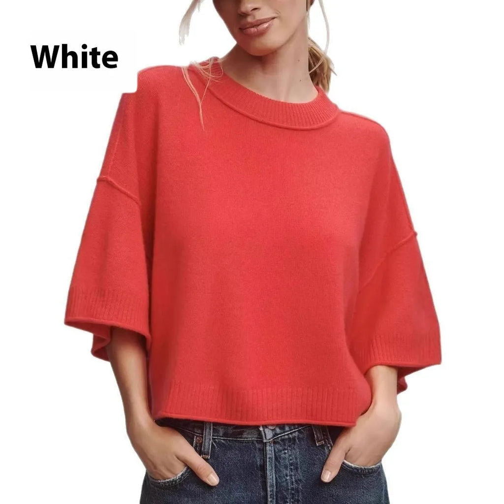 Red or white women's short viscose fibre T-shirt with an exposed navel design.