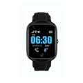 Square-faced elderly safety smartwatch with GPS and SOS button on a silicone strap.