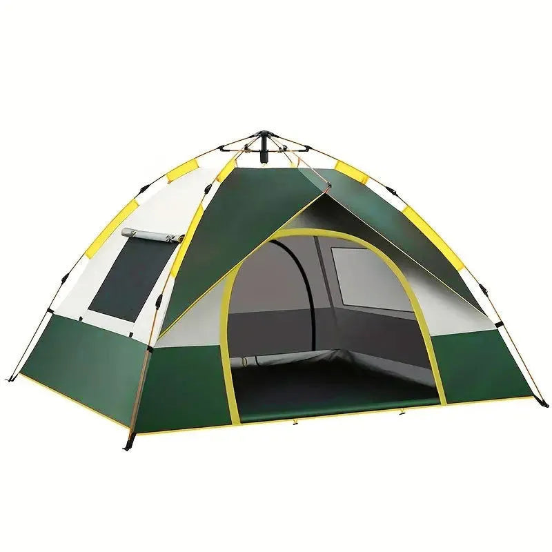 Dark green automatic pop-up camping tent for 3-4 people with quick-open design