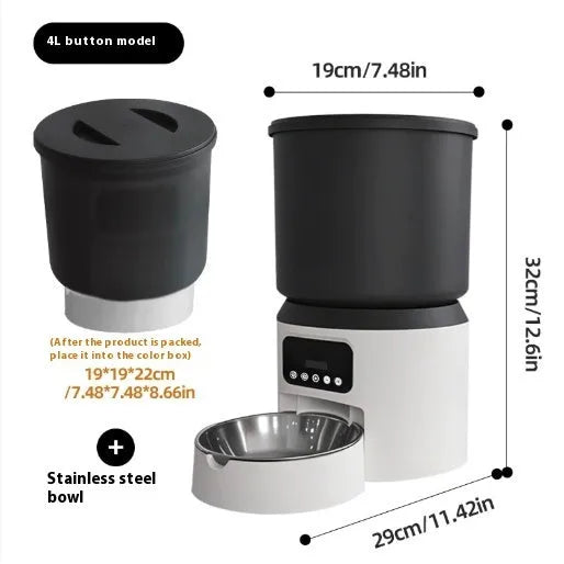 4L smart pet feeder with stainless steel bowl and WiFi remote control for cats and dogs