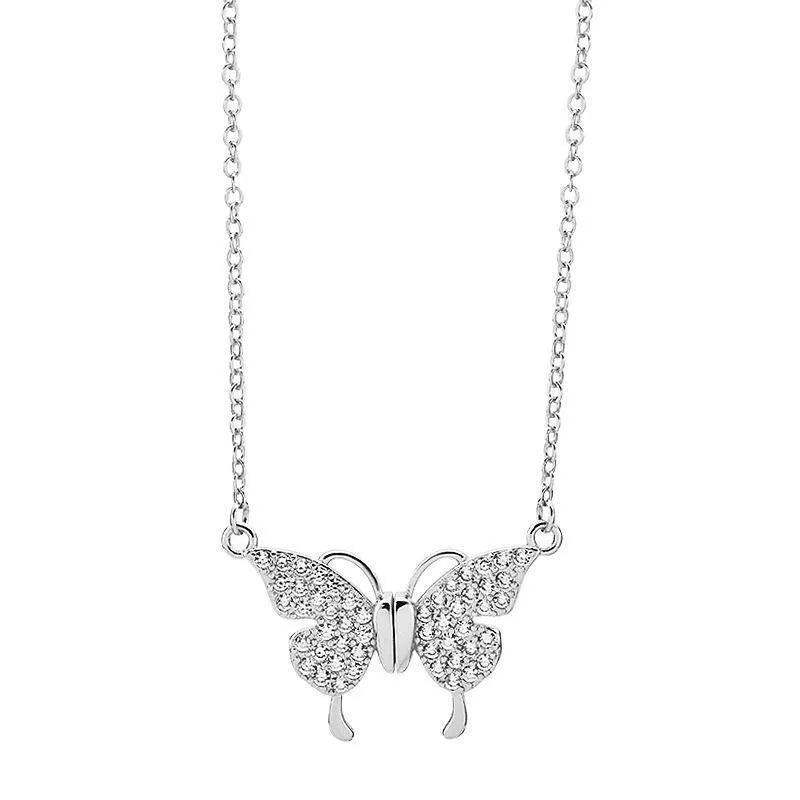 Women's gold tone butterfly necklace with twisted chain and magnetic clasp