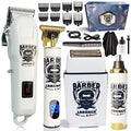 Rechargeable stainless steel hair clipper with USB charging port and 4-in-1 accessory kit