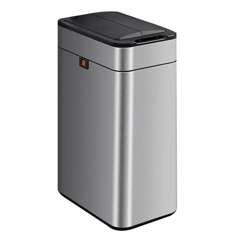 Stainless steel square smart trash can with inductive hands-free opening and deodorant function