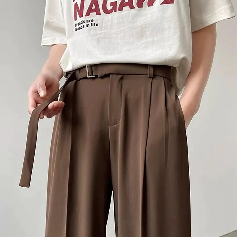 Black straight wide leg trousers with loose fit and straight leg opening
