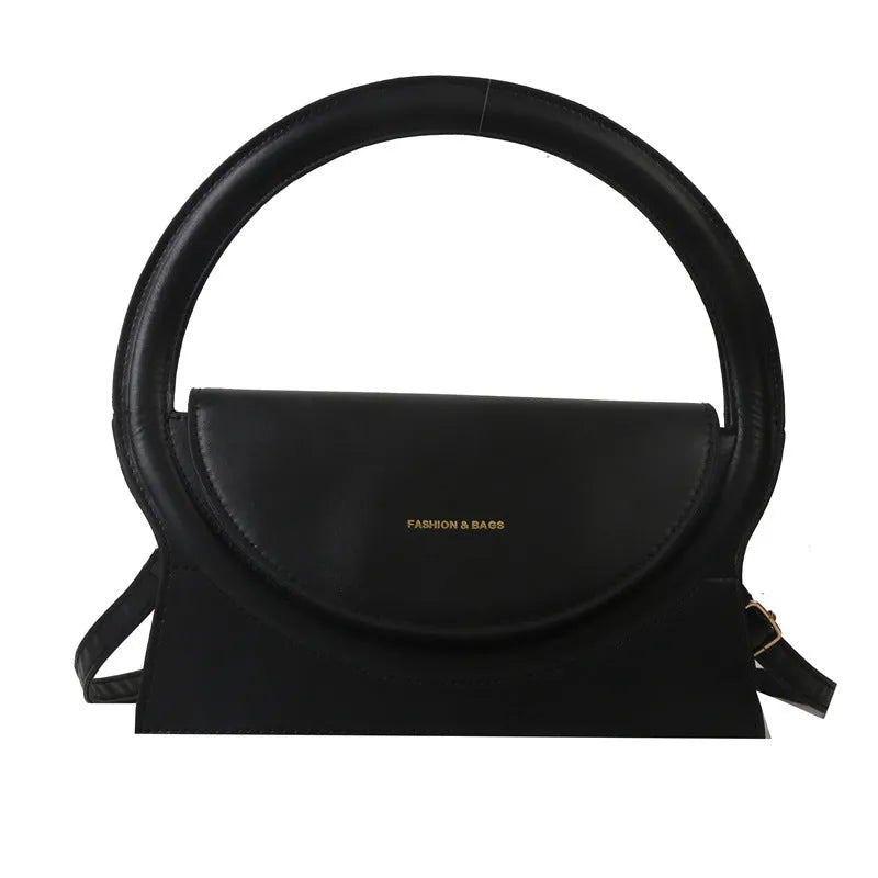 PU shoulder messenger bag in horizontal square shape with stitching detail