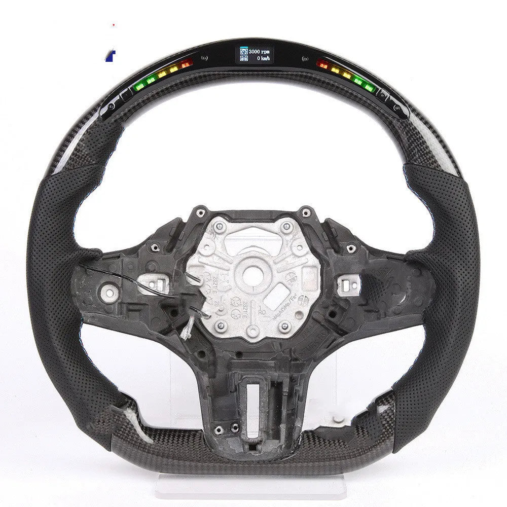 Black carbon fibre LED steering wheel for BMW X3 and X5 models