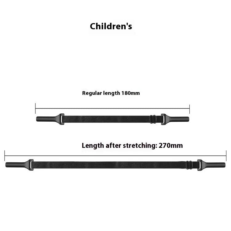 Black adjustable glasses retention cord with silicone temple hooks and fibre rope, shown in adult and children's sizes.