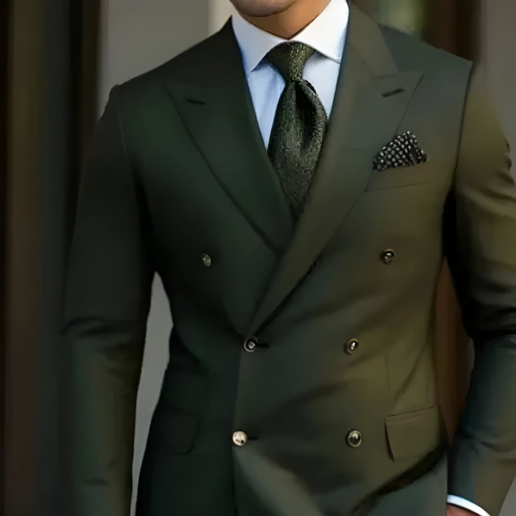 Men's light business two-piece suit set in a cotton blend fabric, available in multiple colours and sizes including 7XL.