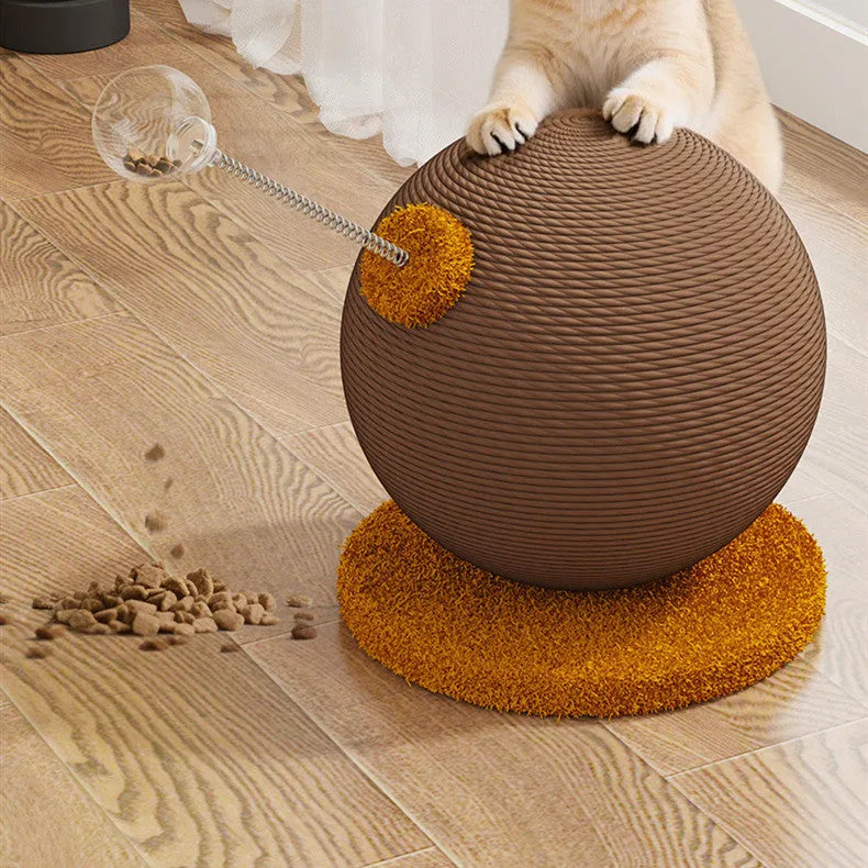 Hemp rope cat scratcher tumbler toy in large and small size options