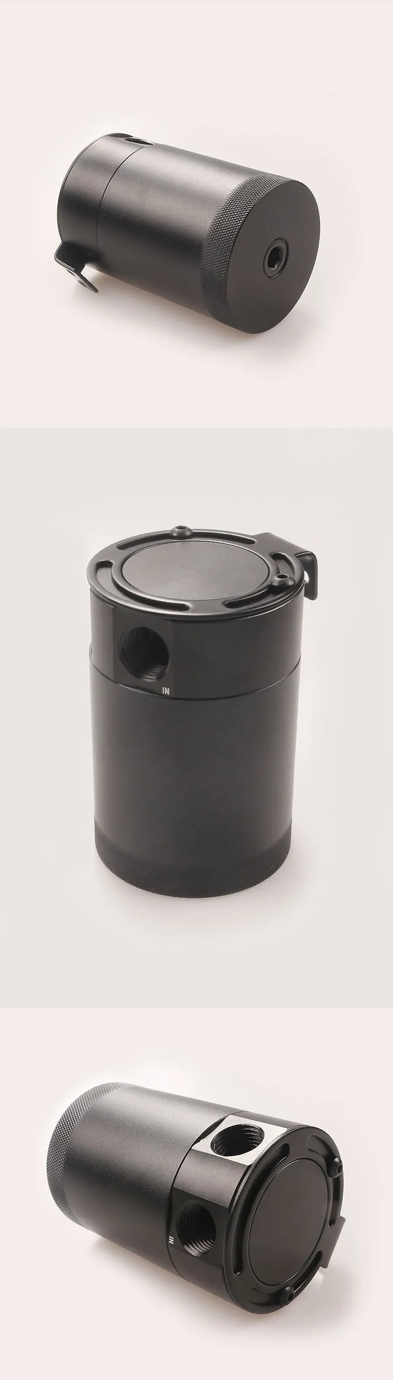 Black aluminium automotive two-hole breathable machine oil pot with connectors