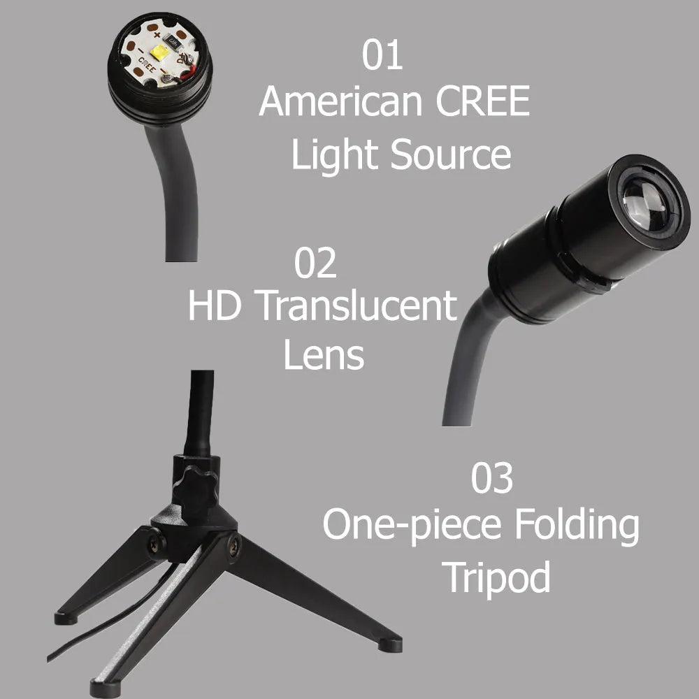 White ABS plastic star projector lamp with adjustable hose bracket showing earth and moon projection chips.